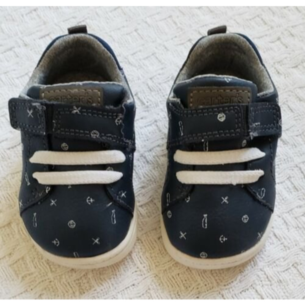 Carter's Every Step  Baby Boy Shoes Size 3 M Blue Navy Blue Beach Pattern